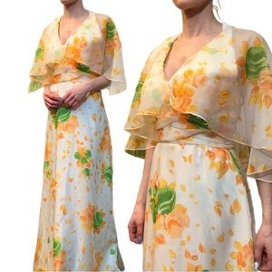 Authentic vintage 1970's Lorrie Deb gown with cape